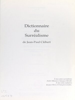 cover image of Dictionnaire du surréalisme